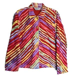 Vintage Rainbow Confetti Jacket / Shirt Size L
